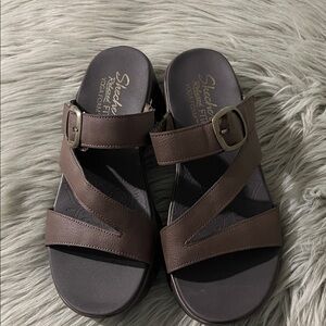 Skechers Brown Strappy Sandals with Buckle